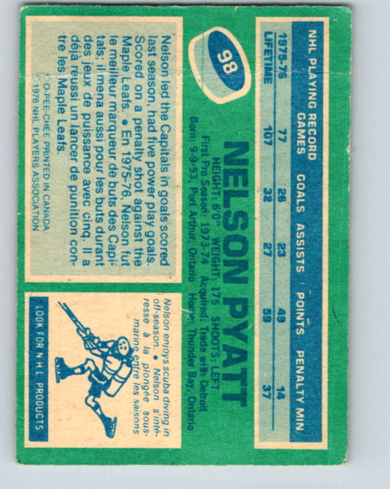 1976-77 O-Pee-Chee #98 Nelson Pyatt  RC Rookie Colorado Rockies  V12554
