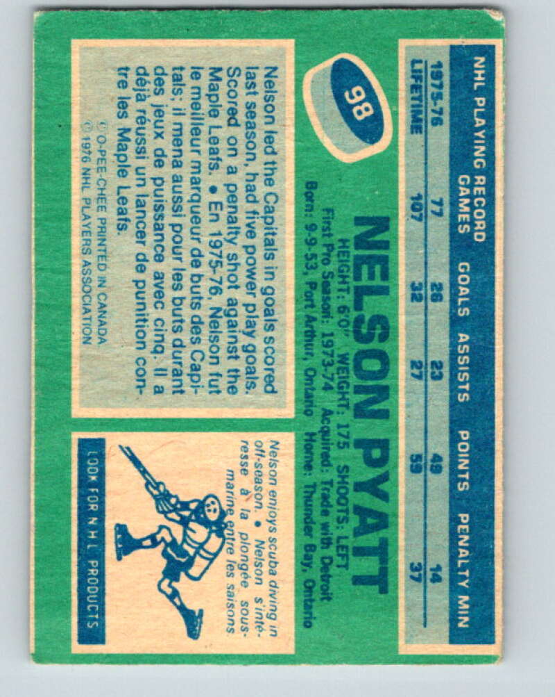1976-77 O-Pee-Chee #98 Nelson Pyatt  RC Rookie Colorado Rockies  V12555