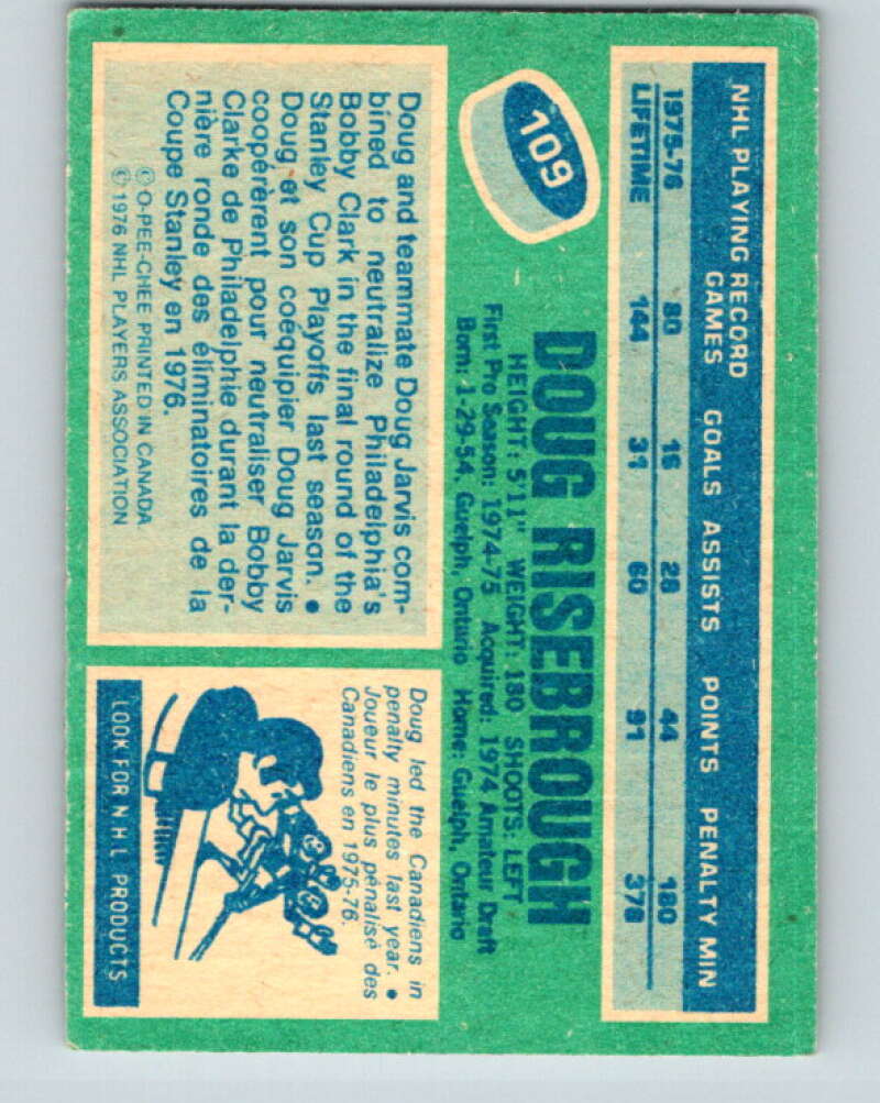 1976-77 O-Pee-Chee #109 Doug Risebrough  Montreal Canadiens  V12574