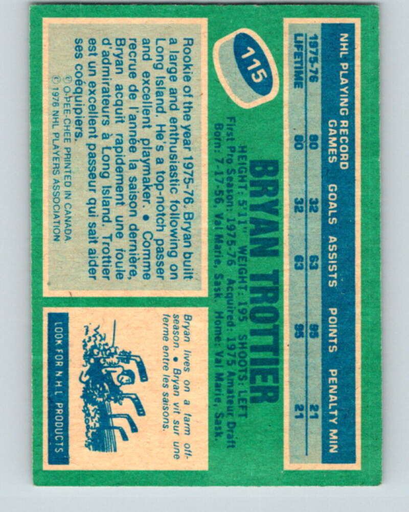 1976-77 O-Pee-Chee #115 Bryan Trottier  RC Rookie Islanders  V12593