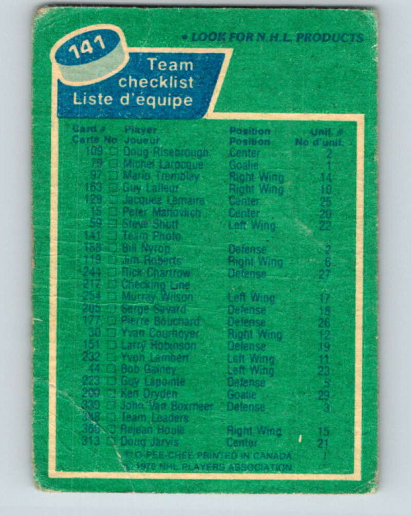 1976-77 O-Pee-Chee #141 Montreal Canadiens CL   V12071
