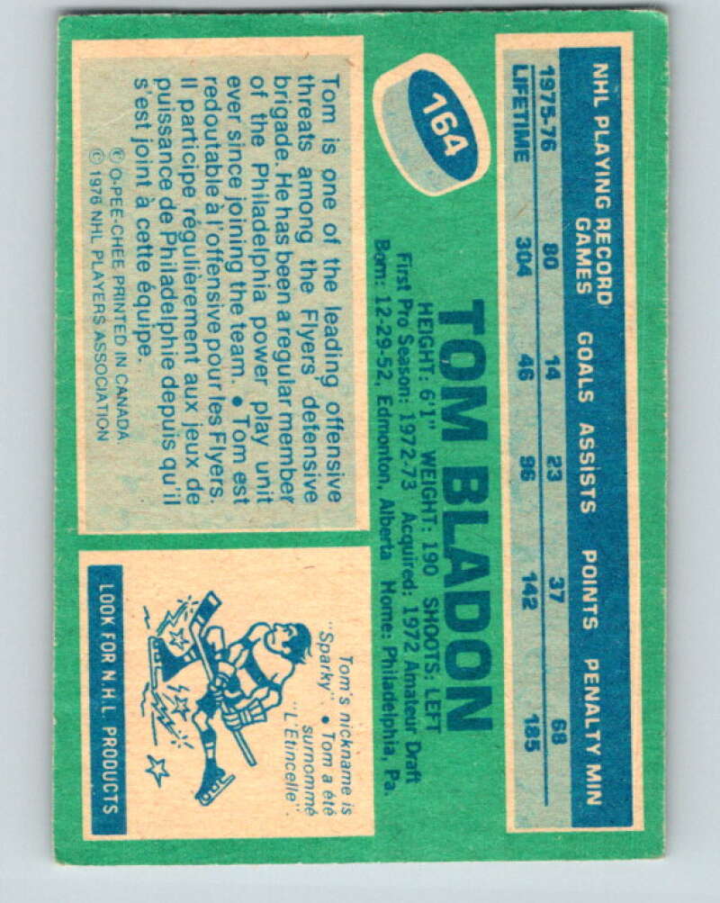 1976-77 O-Pee-Chee #164 Tom Bladon  Philadelphia Flyers  V12167