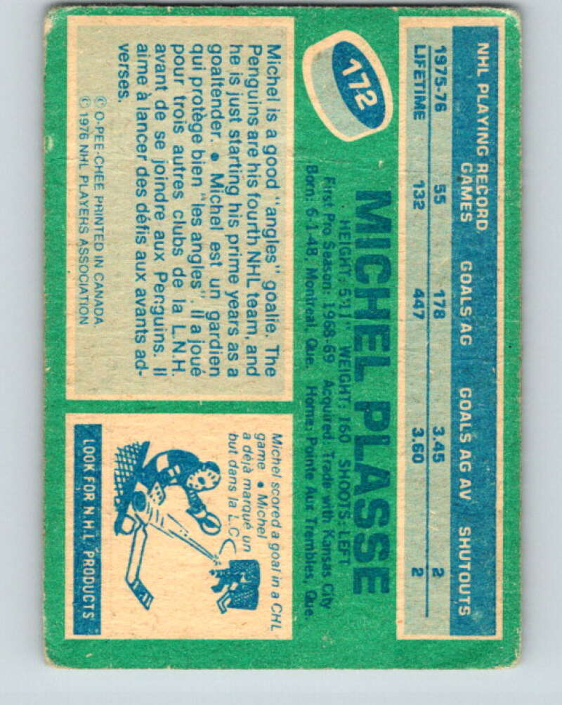 1976-77 O-Pee-Chee #172 Michel Plasse  Colorado Rockies  V12196