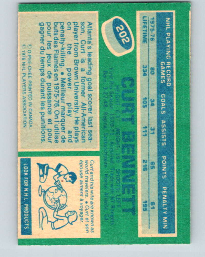1976-77 O-Pee-Chee #202 Curt Bennett  Atlanta Flames  V12287