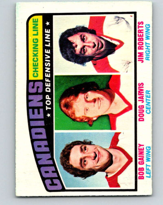 1976-77 O-Pee-Chee #217 Checking Line Gainey/Jarvis/Roberts  V12326