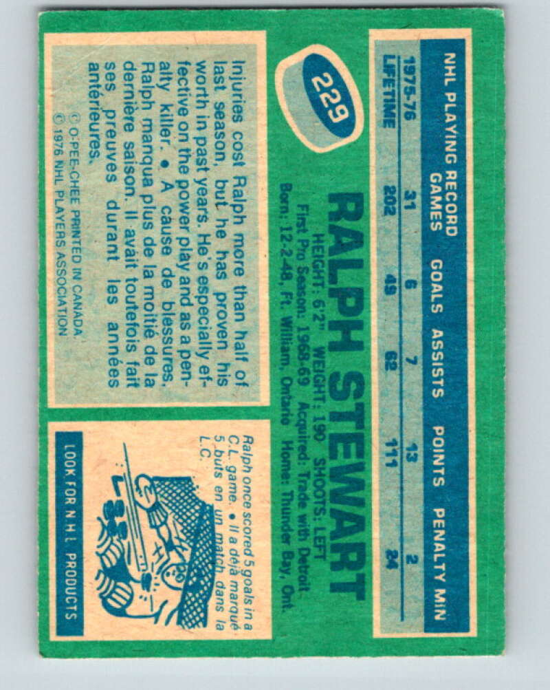 1976-77 O-Pee-Chee #229 Ralph Stewart  Vancouver Canucks  V12359