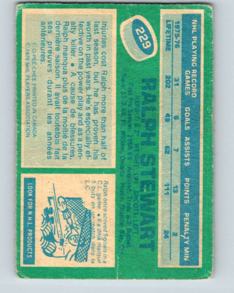 1976-77 O-Pee-Chee #229 Ralph Stewart  Vancouver Canucks  V12362