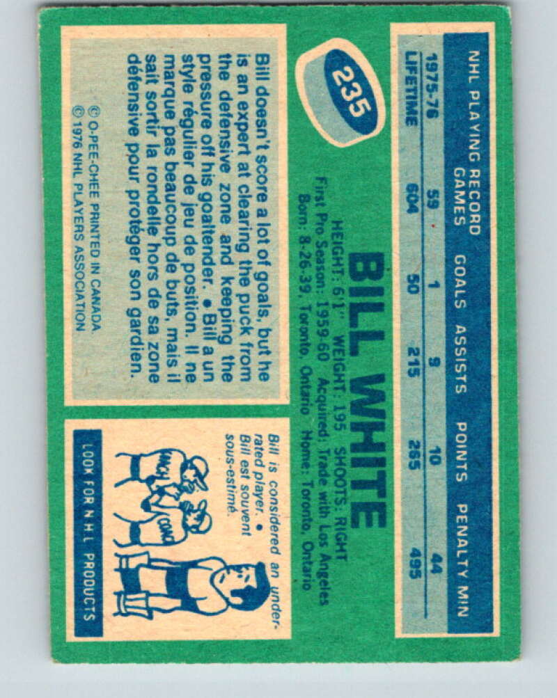 1976-77 O-Pee-Chee #235 Bill White  Chicago Blackhawks  V12371