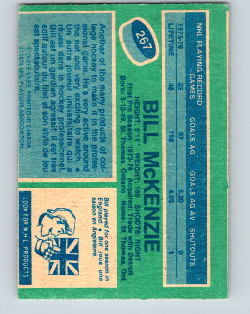 1976-77 O-Pee-Chee #267 Bill McKenzie UER RC Rookie Rockies  V12666