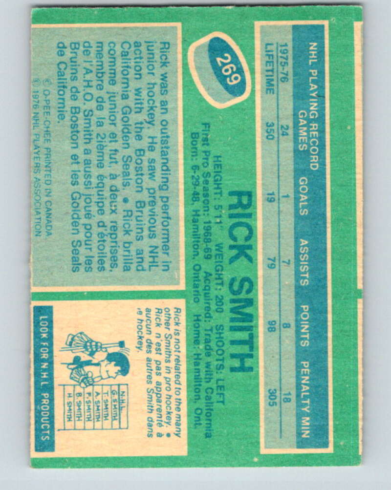 1976-77 O-Pee-Chee #269 Rick Smith  St. Louis Blues  V12668