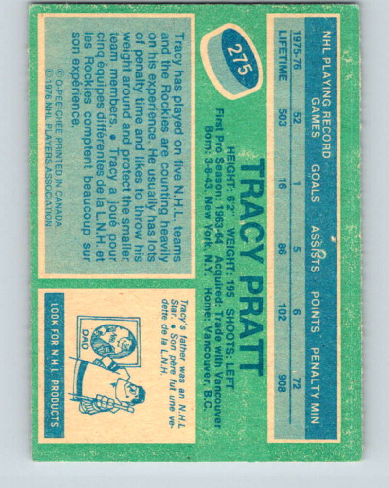 1976-77 O-Pee-Chee #275 Tracy Pratt  Colorado Rockies  V12681