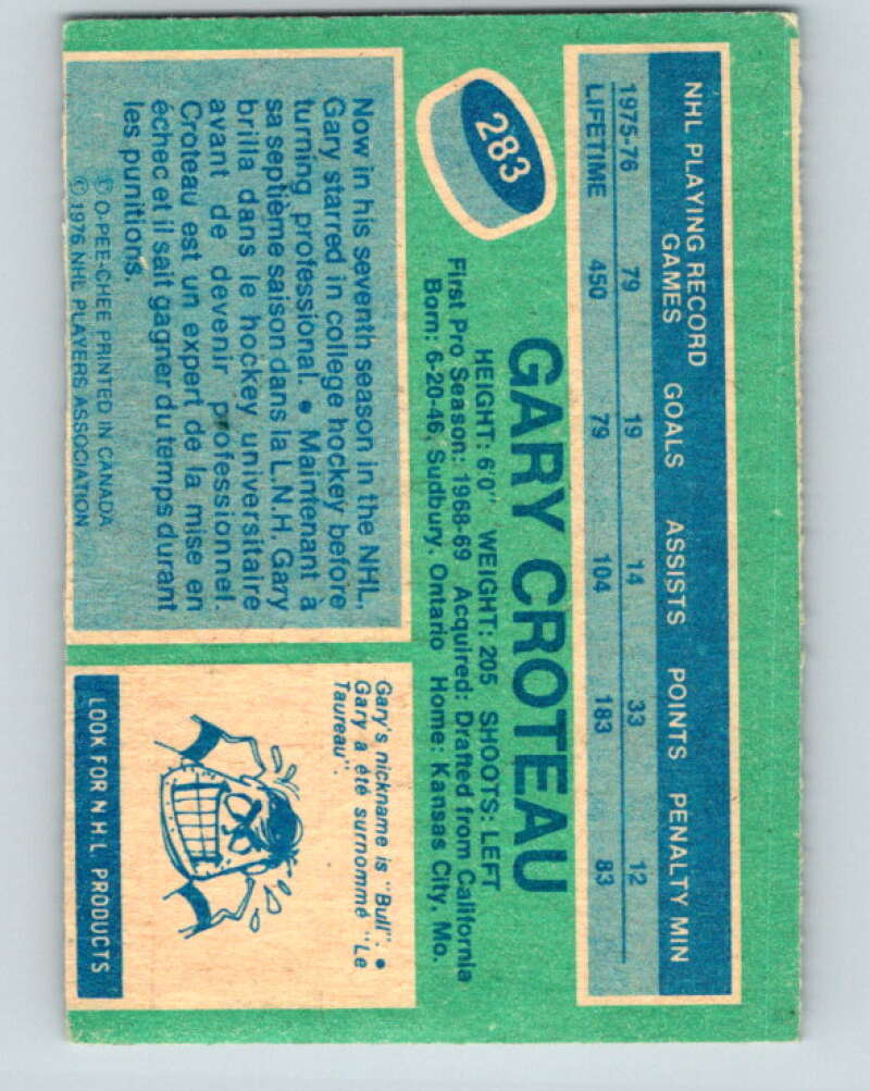 1976-77 O-Pee-Chee #283 Gary Croteau  Colorado Rockies  V12705