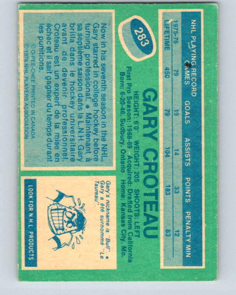 1976-77 O-Pee-Chee #283 Gary Croteau  Colorado Rockies  V12709