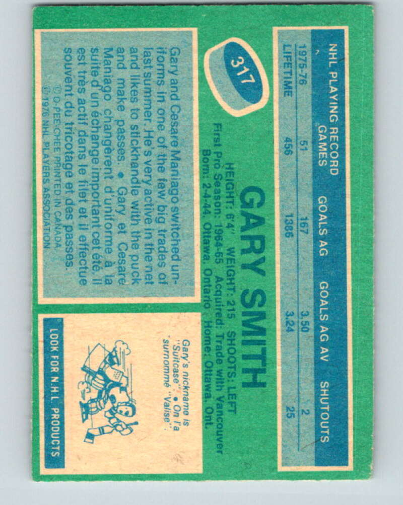 1976-77 O-Pee-Chee #317 Gary Smith  Minnesota North Stars  V12782