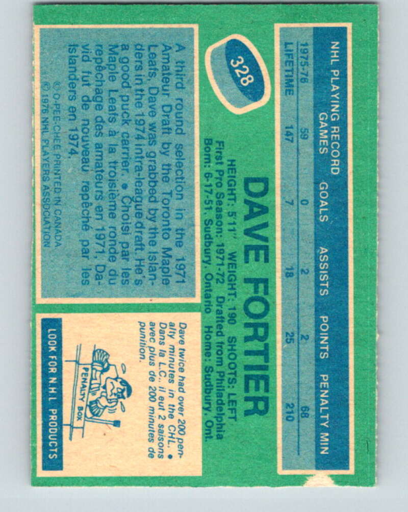 1976-77 O-Pee-Chee #328 Dave Fortier  Vancouver Canucks  V12808