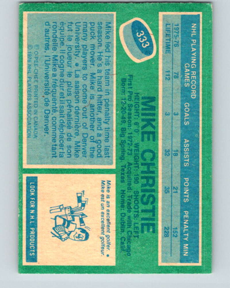 1976-77 O-Pee-Chee #333 Mike Christie  Cleveland Barons  V12820