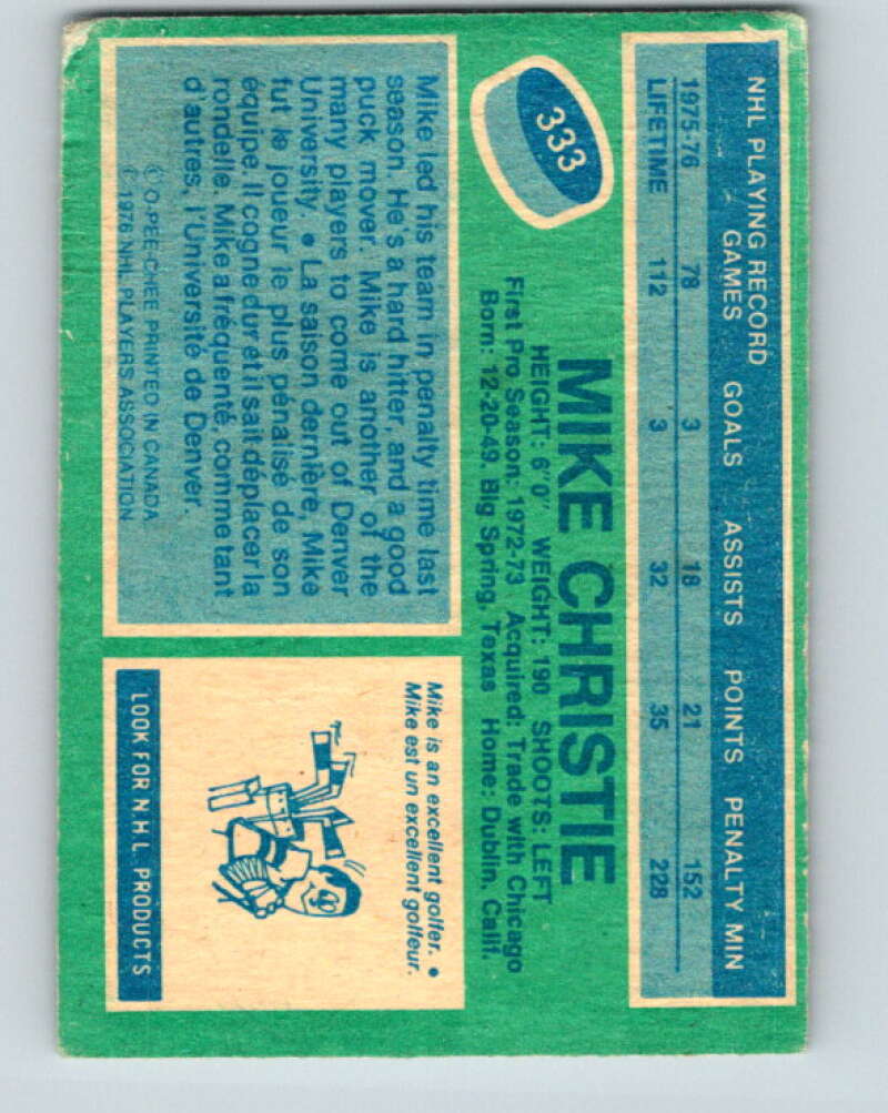 1976-77 O-Pee-Chee #333 Mike Christie  Cleveland Barons  V12821