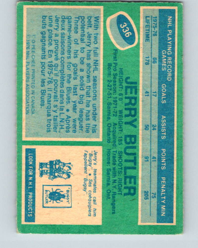 1976-77 O-Pee-Chee #336 Jerry Butler  St. Louis Blues  V12830