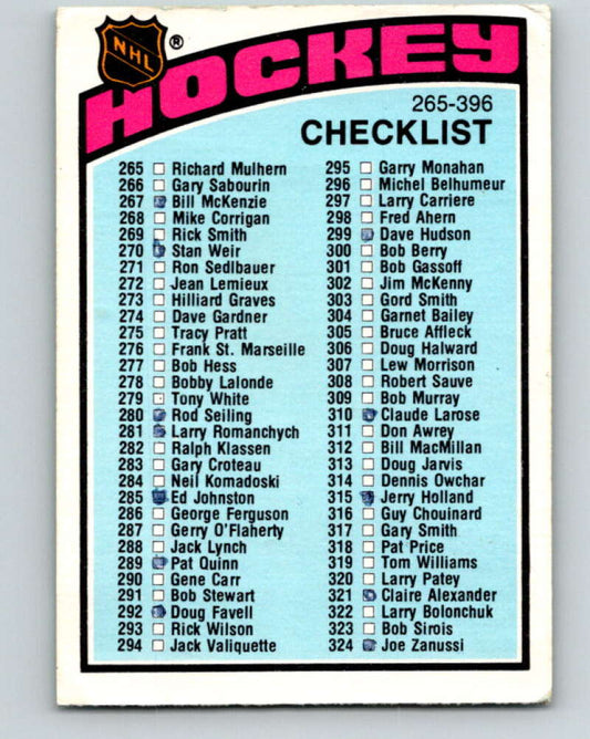 1976-77 O-Pee-Chee #377 Checklist   V12916