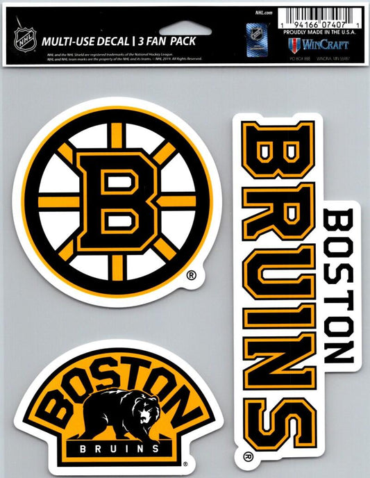 Boston Bruins  Multi Use 3 Pack Fan Die Cut Decals 5.5" x 7.75"