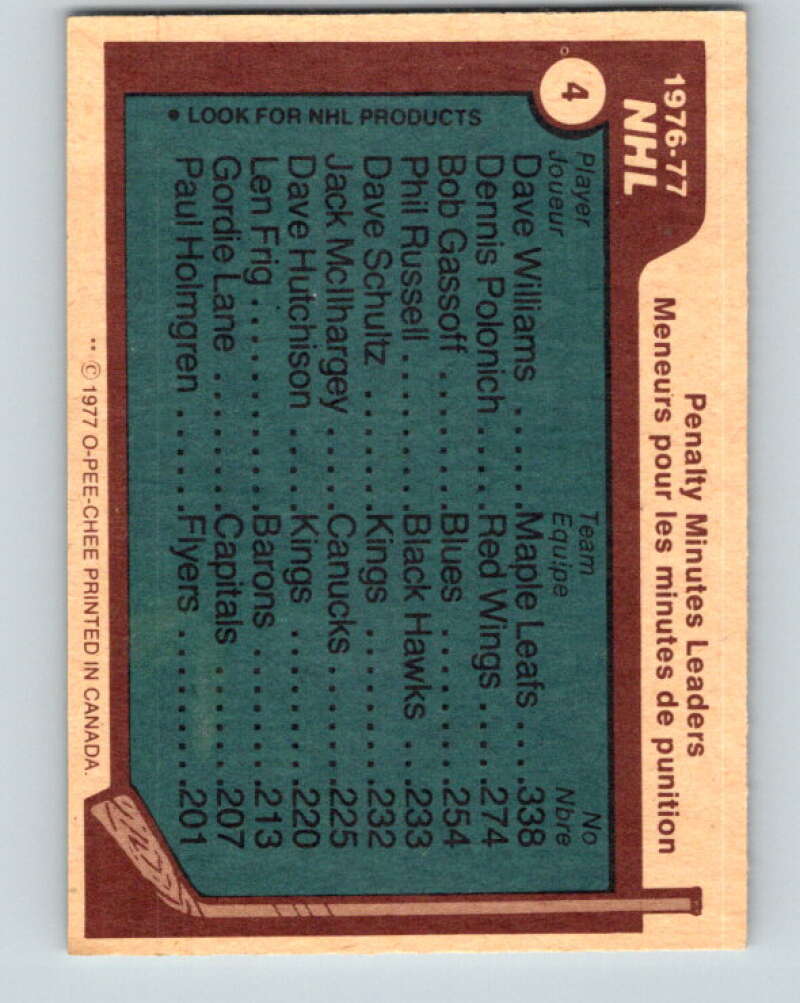 1977-78 O-Pee-Chee #4 Williams/Polonich/Gassoff LL V12942