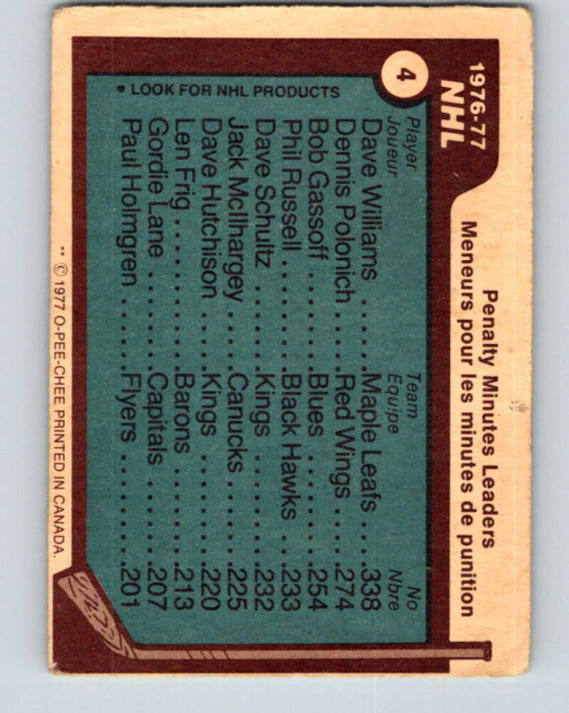 1977-78 O-Pee-Chee #4 Williams/Polonich/Gassoff LL V12946