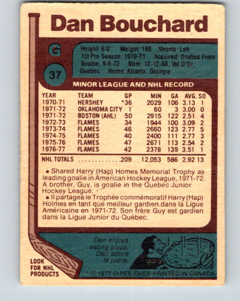 1977-78 O-Pee-Chee #37 Dan Bouchard  Atlanta Flames  V13170