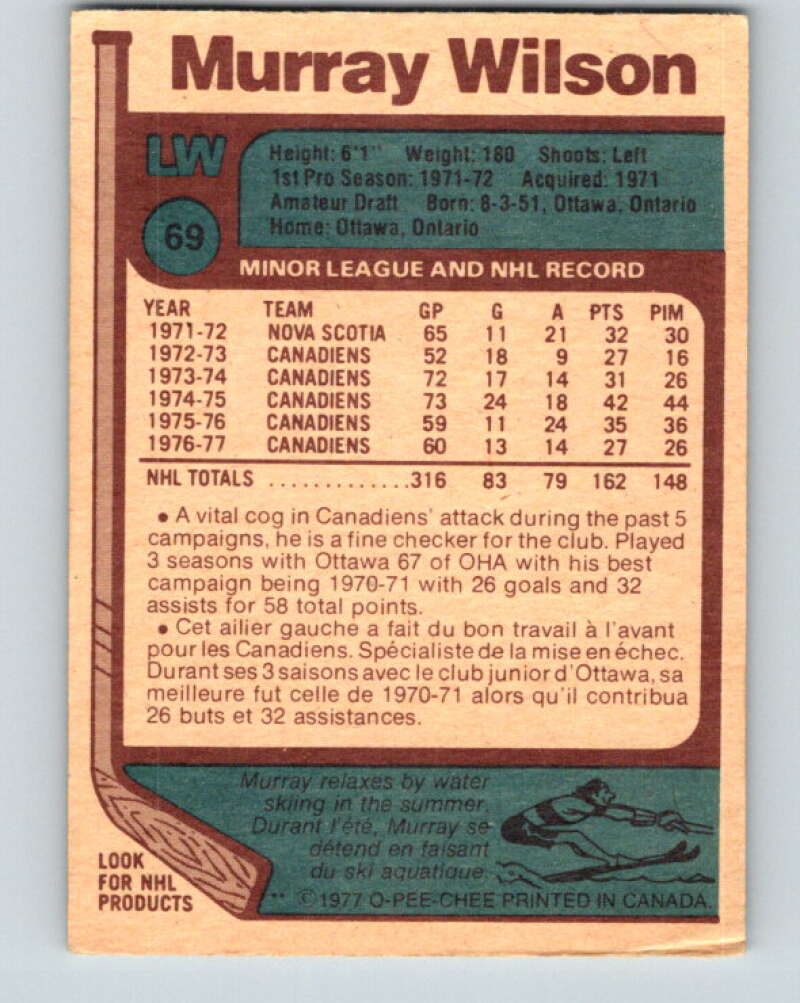 1977-78 O-Pee-Chee #69 Murray Wilson  Montreal Canadiens  V13394