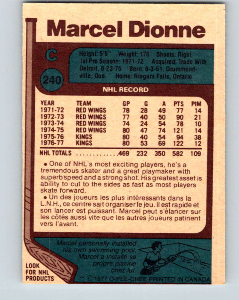 1977-78 O-Pee-Chee #240 Marcel Dionne AS  Los Angeles Kings  V14644