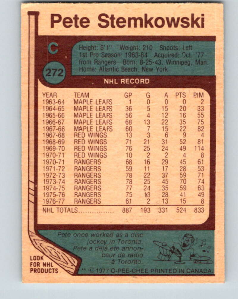 1977-78 O-Pee-Chee #272 Pete Stemkowski  Los Angeles Kings  V14869