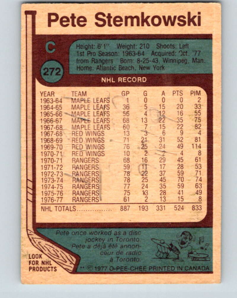 1977-78 O-Pee-Chee #272 Pete Stemkowski  Los Angeles Kings  V14871