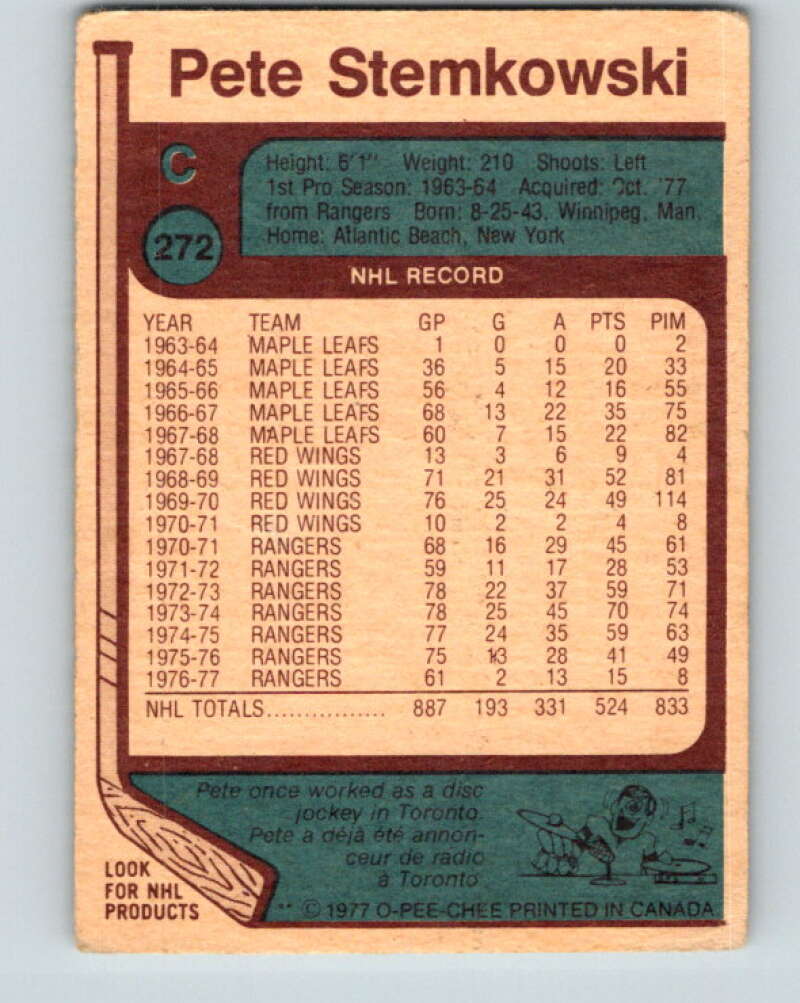 1977-78 O-Pee-Chee #272 Pete Stemkowski  Los Angeles Kings  V14874