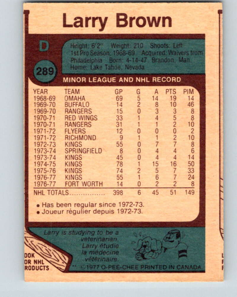1977-78 O-Pee-Chee #289 Larry Brown  Los Angeles Kings  V14991