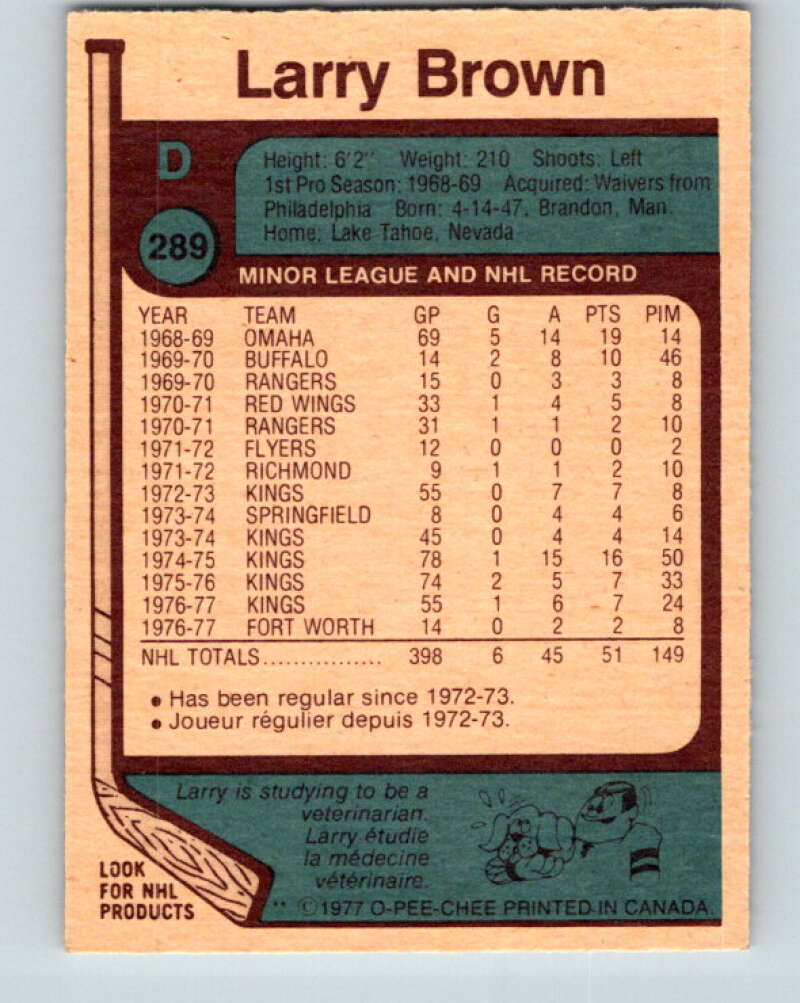 1977-78 O-Pee-Chee #289 Larry Brown  Los Angeles Kings  V14995