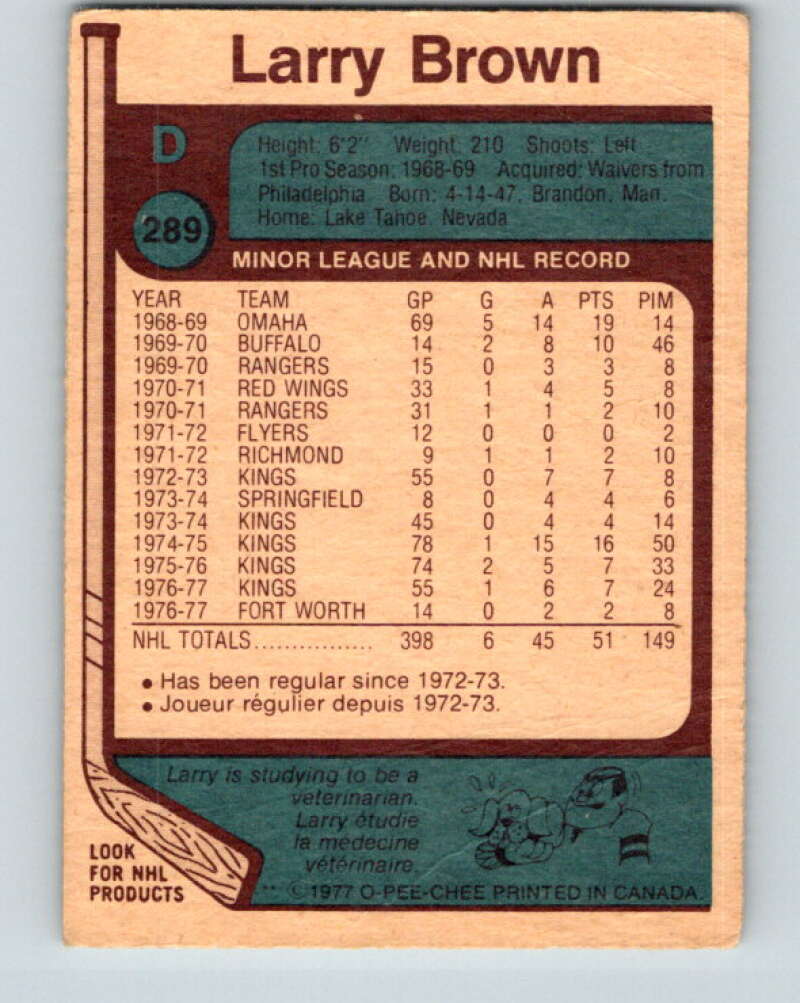 1977-78 O-Pee-Chee #289 Larry Brown  Los Angeles Kings  V14996