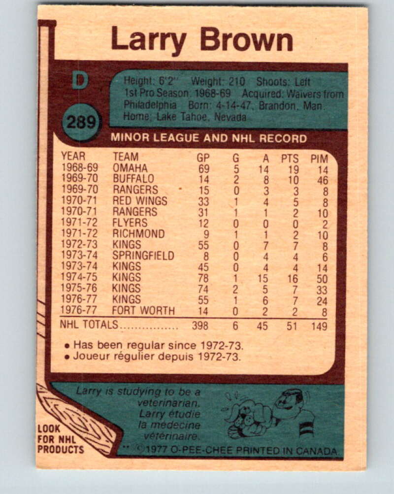 1977-78 O-Pee-Chee #289 Larry Brown  Los Angeles Kings  V14997