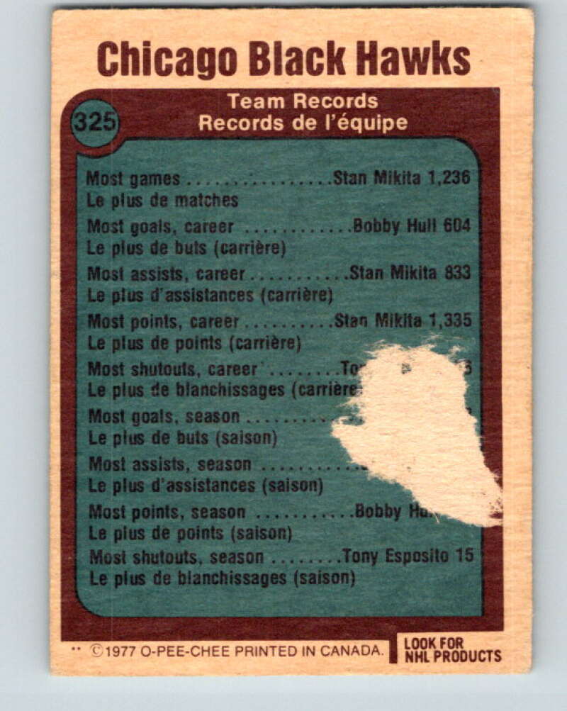 1977-78 O-Pee-Chee #325 Chicago Blackhawks  Chicago Blackhawks  V15274