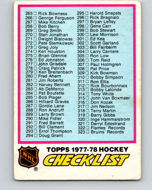 1977-78 O-Pee-Chee #381 Checklist ERR   V15712