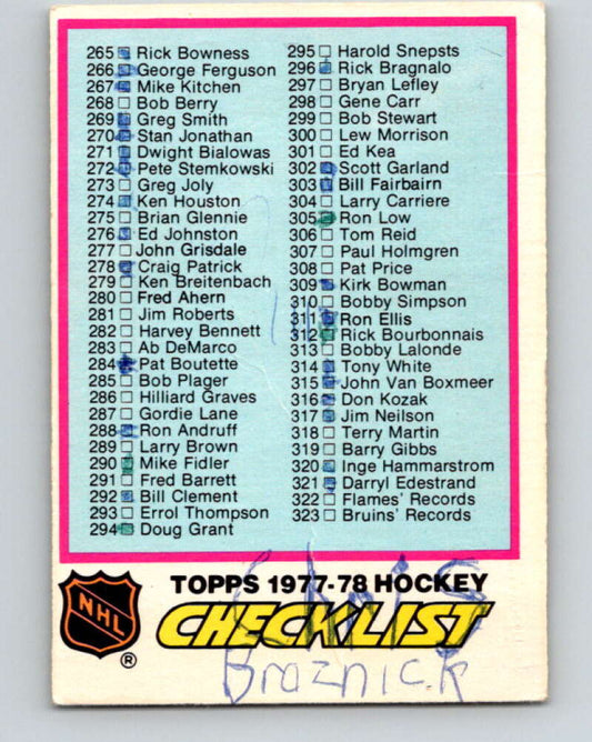 1977-78 O-Pee-Chee #381 Checklist ERR   V15713