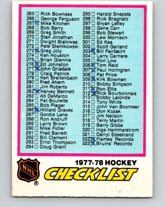 1977-78 O-Pee-Chee #381 Checklist ERR   V15714