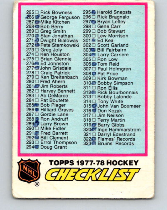 1977-78 O-Pee-Chee #381 Checklist ERR   V15715