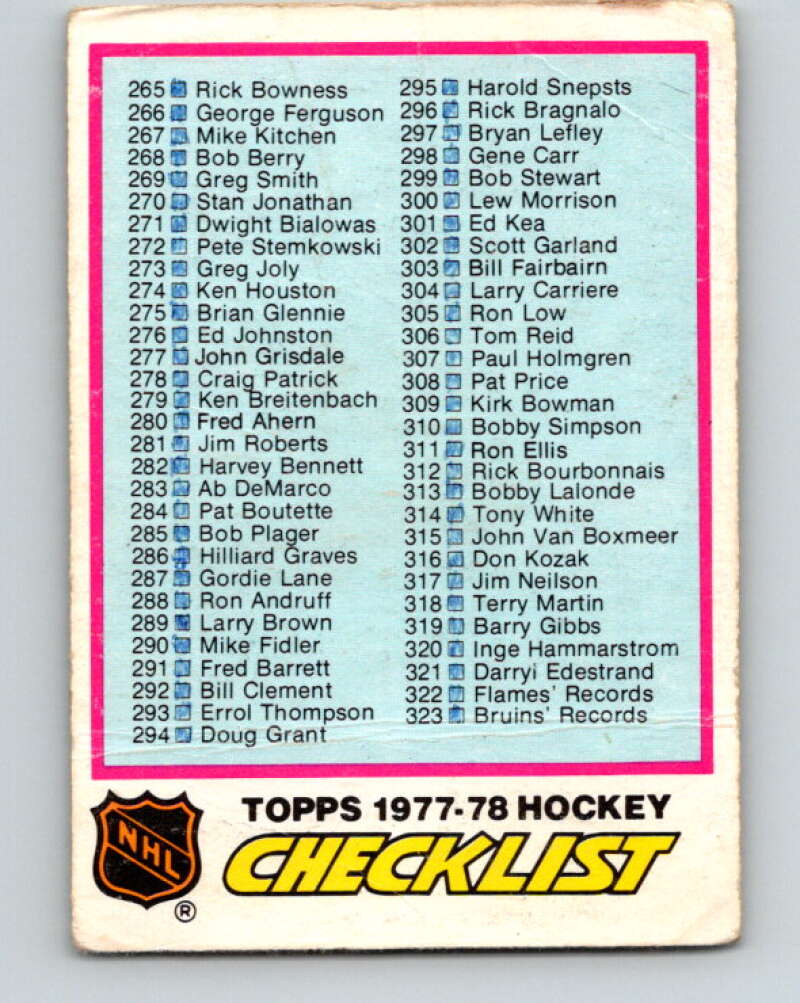 1977-78 O-Pee-Chee #381 Checklist ERR   V15716