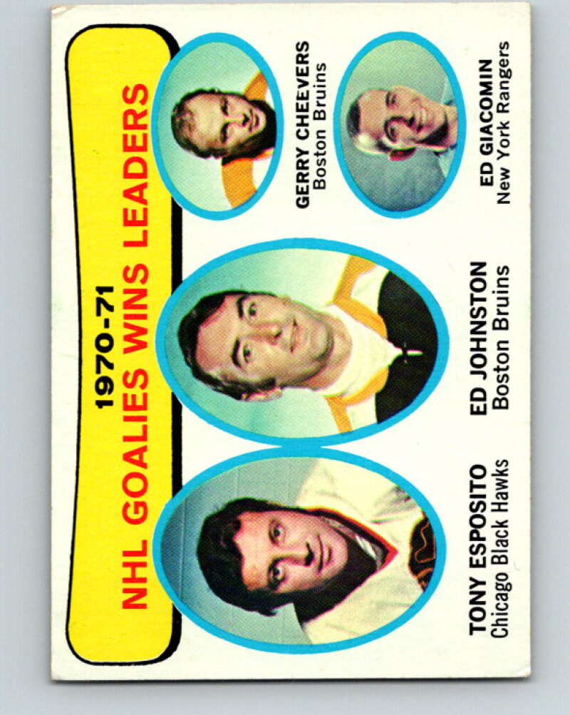 1971-72 Topps #4 Esposito/Johnston/Cheevers/Giacomin V16480