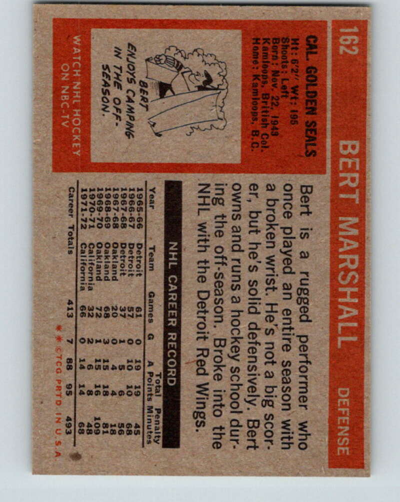 1972-73 Topps #162 Bert Marshall  California Golden Seals  V16604