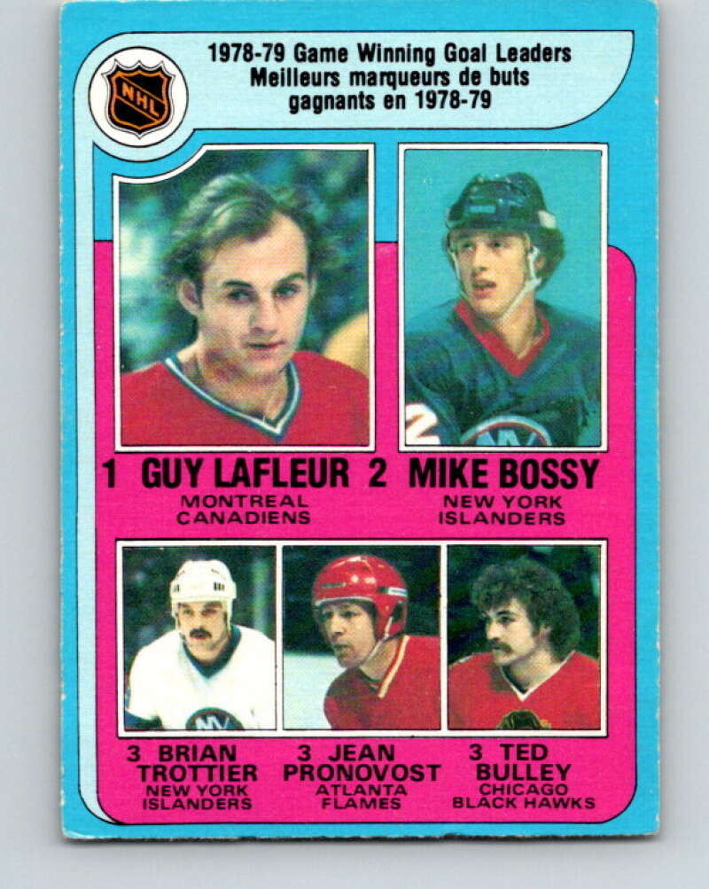 1979-80 O-Pee-Chee #7 Lafleur/Bossy/Trottier/Pronovost/Bulley  V16768