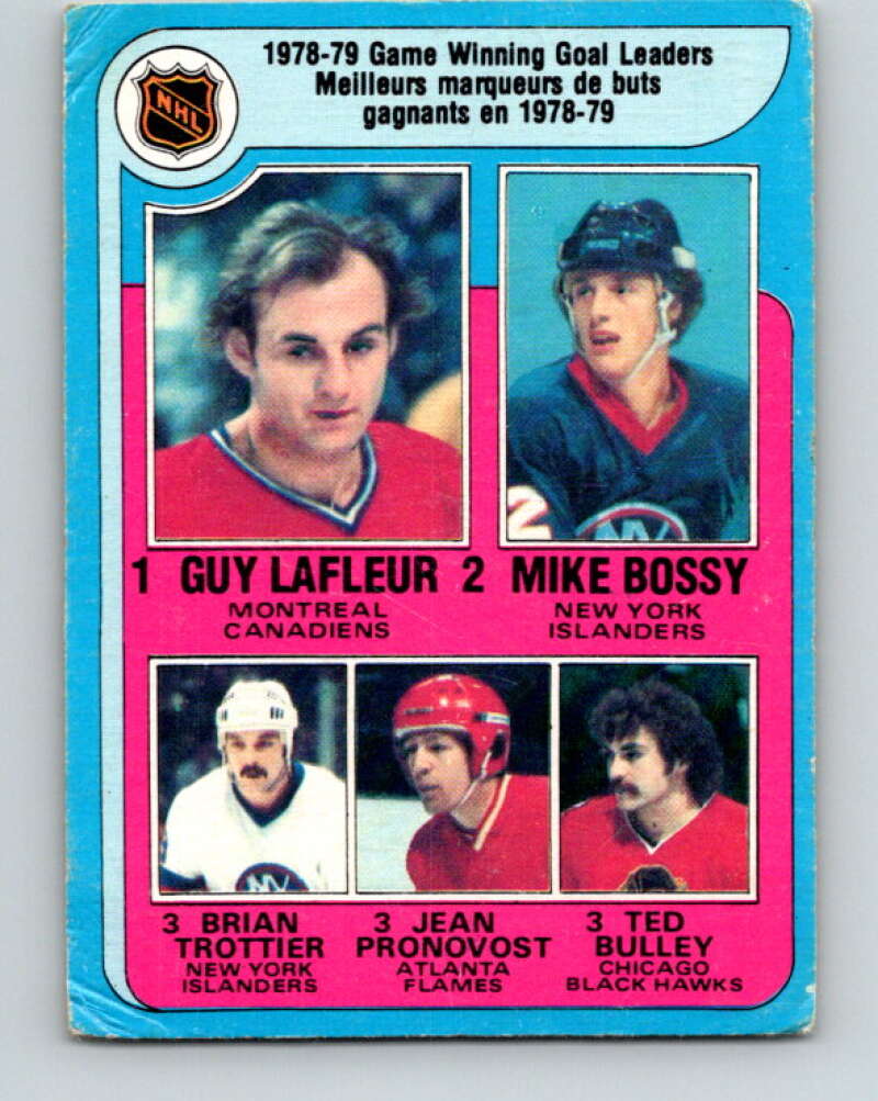 1979-80 O-Pee-Chee #7 Lafleur/Bossy/Trottier/Pronovost/Bulley  V16773