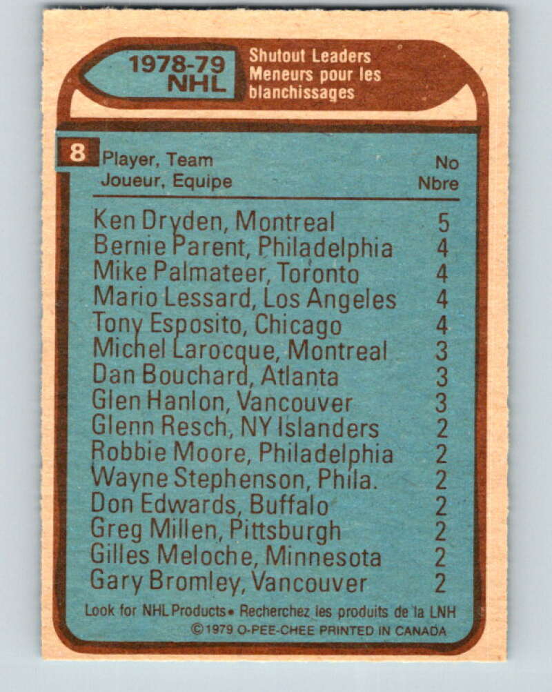 1979-80 O-Pee-Chee #8 Dryden/Esposito/Palmateer/Lessard/Parent  V16785