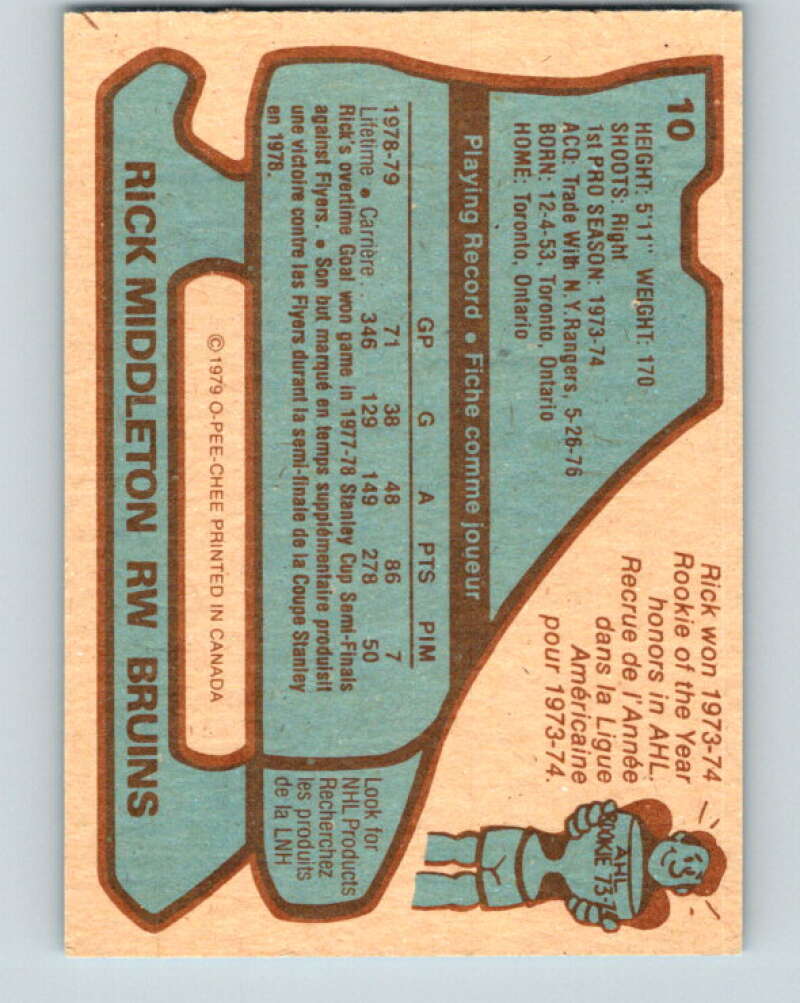 1979-80 O-Pee-Chee #10 Rick Middleton  Boston Bruins  V16812