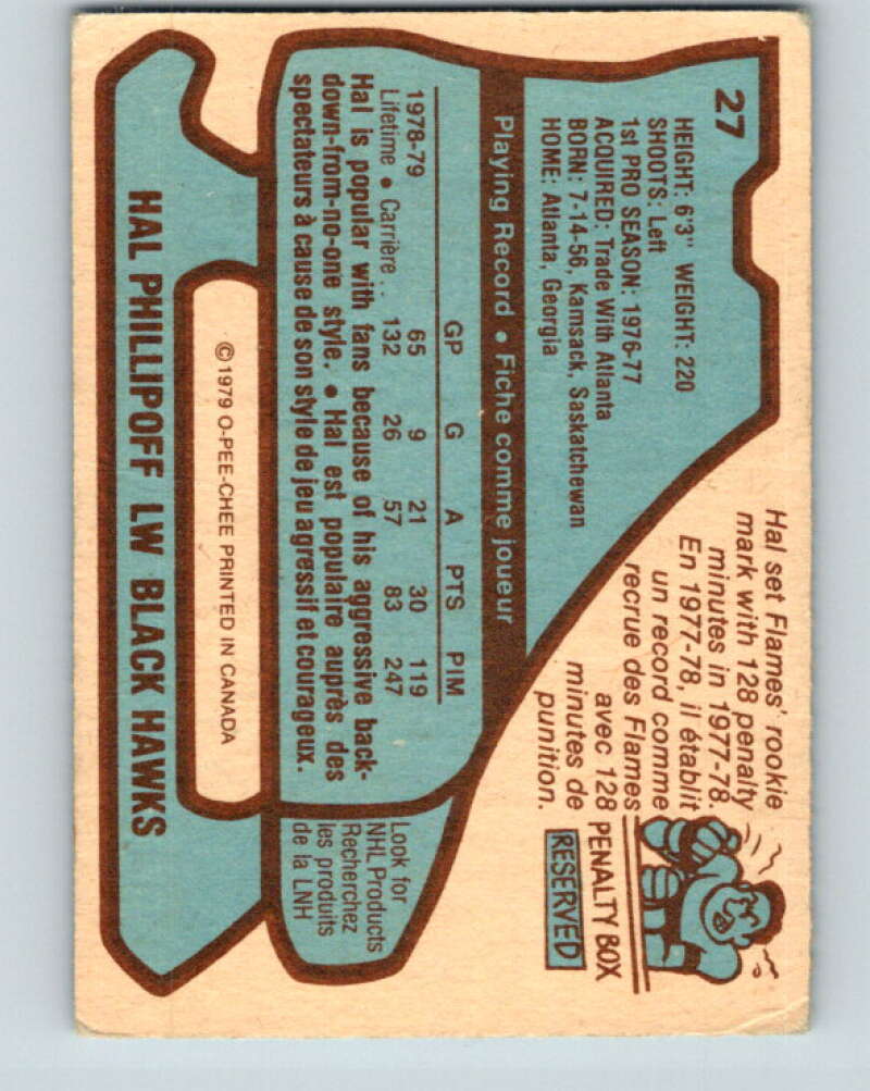 1979-80 O-Pee-Chee #27 Harold Phillipoff  RC Rookie Chicago Blackhawks  V16984