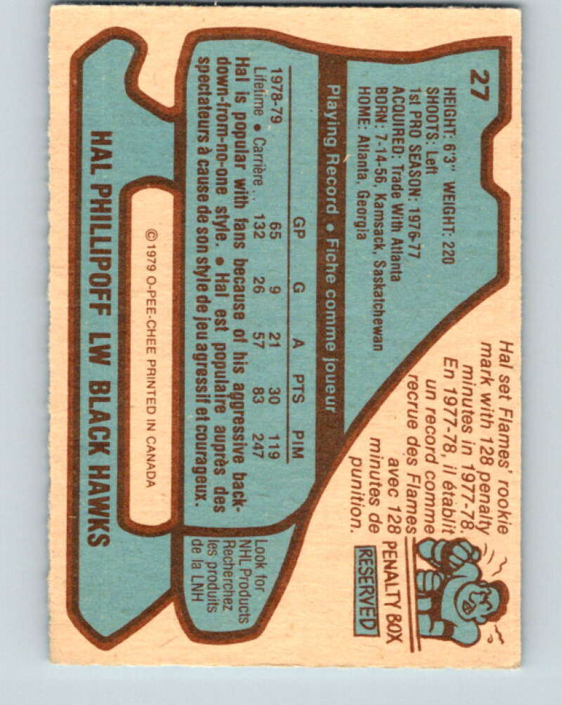 1979-80 O-Pee-Chee #27 Harold Phillipoff  RC Rookie Chicago Blackhawks  V16985